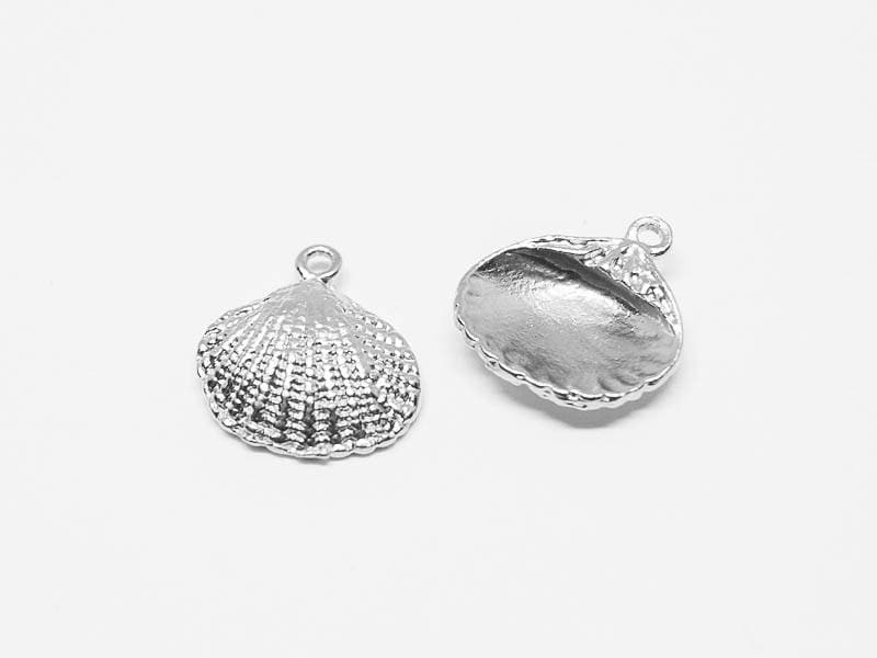 [P0611]4pcs/Small Shell Pendant/Pewter/Matte Rhodium/13X14mm