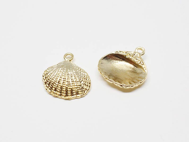 [P0611]4pcs/Small Shell Pendant/Pewter/Matte Gold/13X14mm