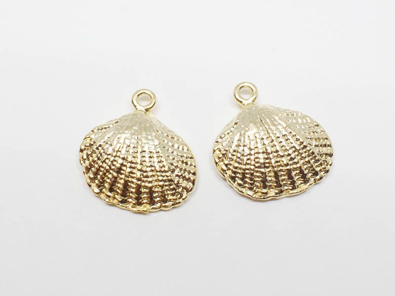 [P0611]4pcs/Small Shell Pendant/Pewter/Matte Gold/13X14mm