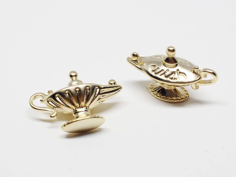 [P0612]2pcs/Magic Lamp Pendant/Brass/Matte Gold/18.7x13mm