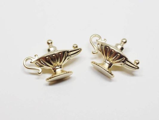 [P0612]2pcs/Magic Lamp Pendant/Brass/Matte Gold/18.7x13mm