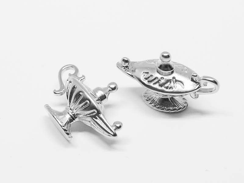 [P0612]2pcs/Magic Lamp Pendant/Brass/Matte Rhodium/18.7x13mm