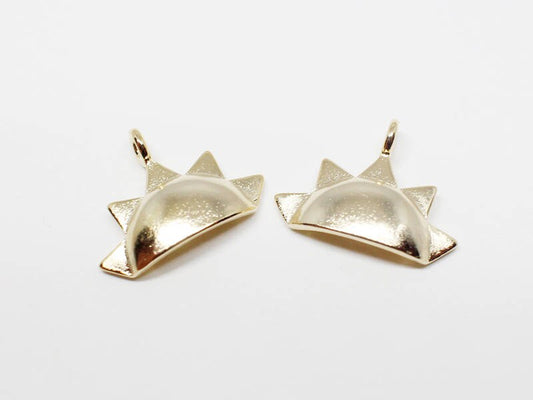 [P0614]2pcs/Half Circle with Spikes Pendant/Brass/Gold/14x10mm