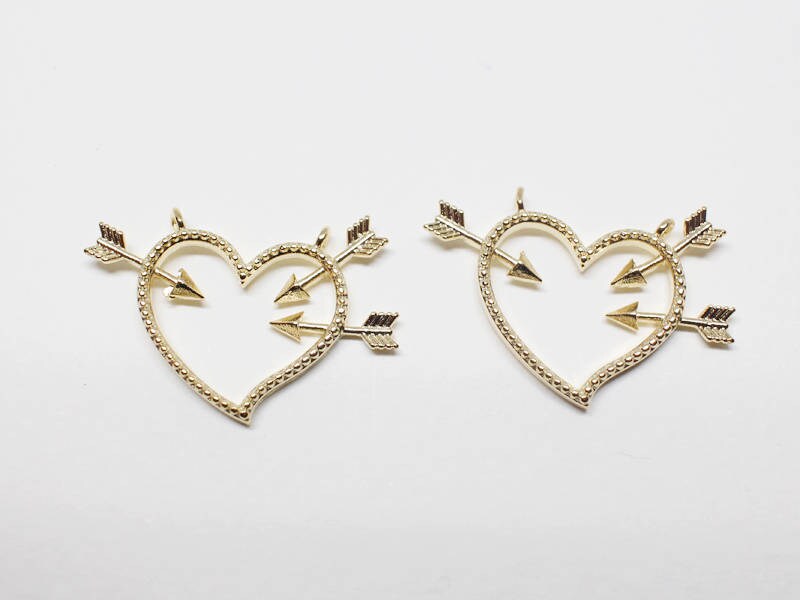 [P0615]2pcs/cupid heart Pendant/Brass/Gold/15.6x23.4mm