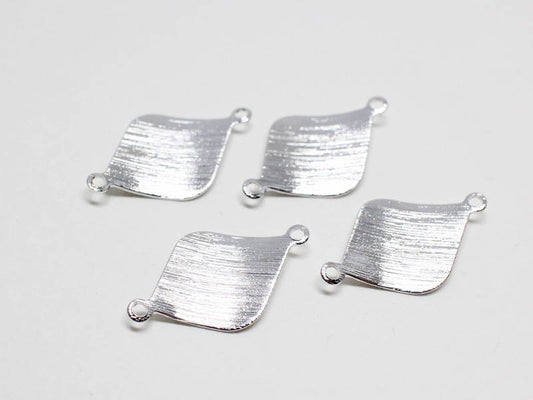 [P0620-1]4pcs/Brushed Rhombus Connector Small/Steel/Rhodium/20x12mm