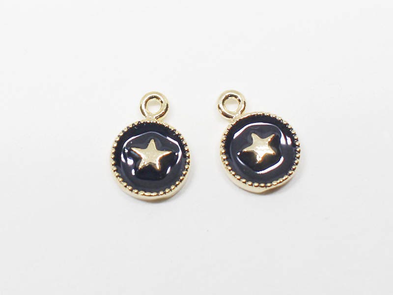 [P0626]2pcs/Mini Star Epoxy Pendant/Brass/Gold/6X8mm