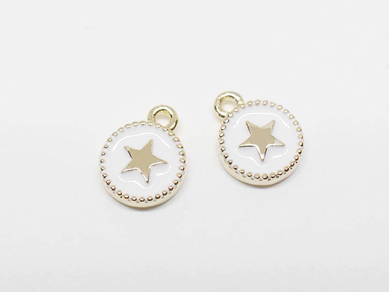 [P0626]2pcs/Mini Star Epoxy Pendant/Brass/Gold/6X8mm