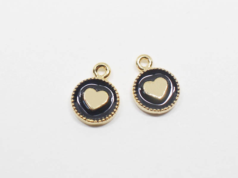 [P0627]2pcs/Mini Heart Epoxy Pendant/Brass/Gold/6X8mm