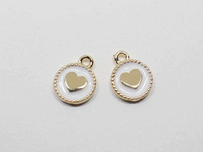 [P0627]2pcs/Mini Heart Epoxy Pendant/Brass/Gold/6X8mm