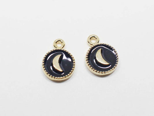 [P0628]2pcs/Mini Crescent Epoxy Pendant/Brass/Gold/6X8mm