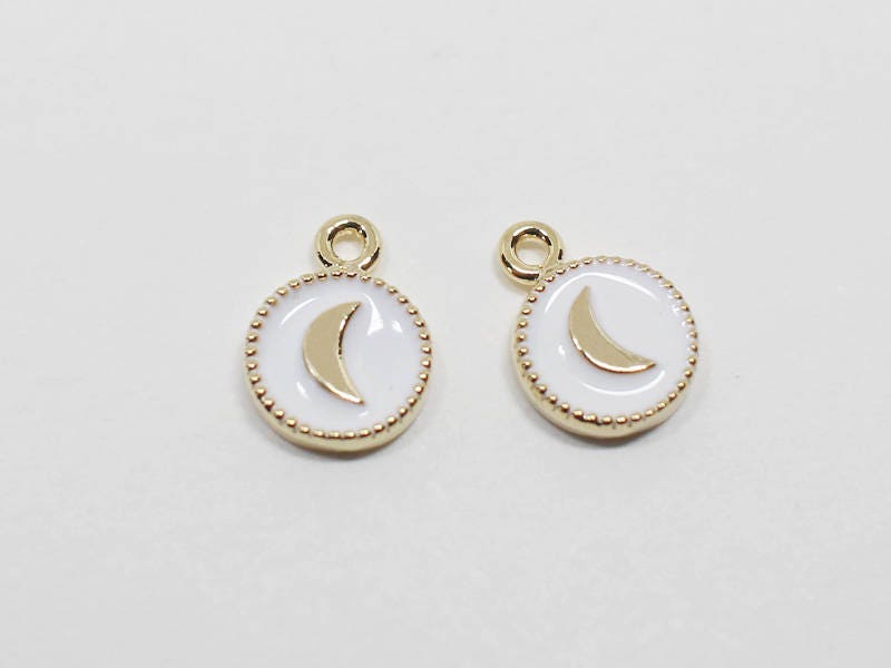 [P0628]2pcs/Mini Crescent Epoxy Pendant/Brass/Gold/6X8mm