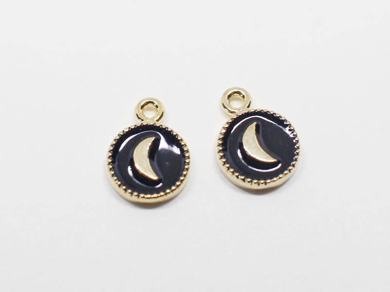 [P0628]2pcs/Mini Crescent Epoxy Pendant/Brass/Gold/6X8mm