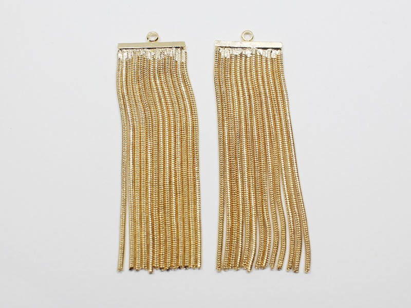 [P0629]2pcs/Chain Pendant Large/Brass/Gold/15x55mm