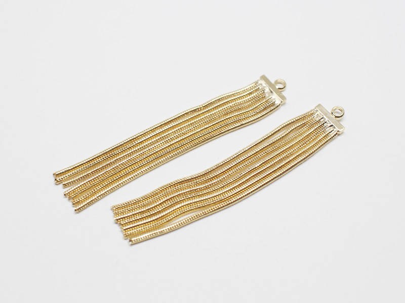 [P0630]2pcs/Chain Pendant Small/Brass/Gold/9x55mm