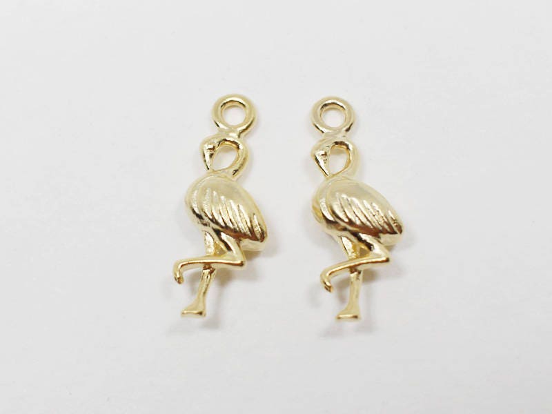 [P0633]2pcs/Flamingo Pendant/Brass/Matte Gold/5.5x15mm(including loop)