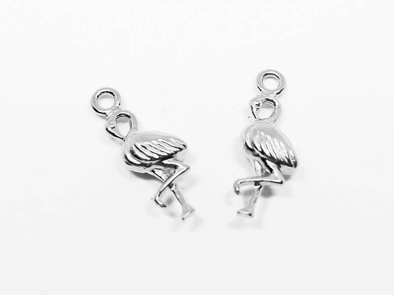 [P0633]2pcs/Flamingo Pendant/Brass/Matte Rhodium/5.5x15mm(including loop)