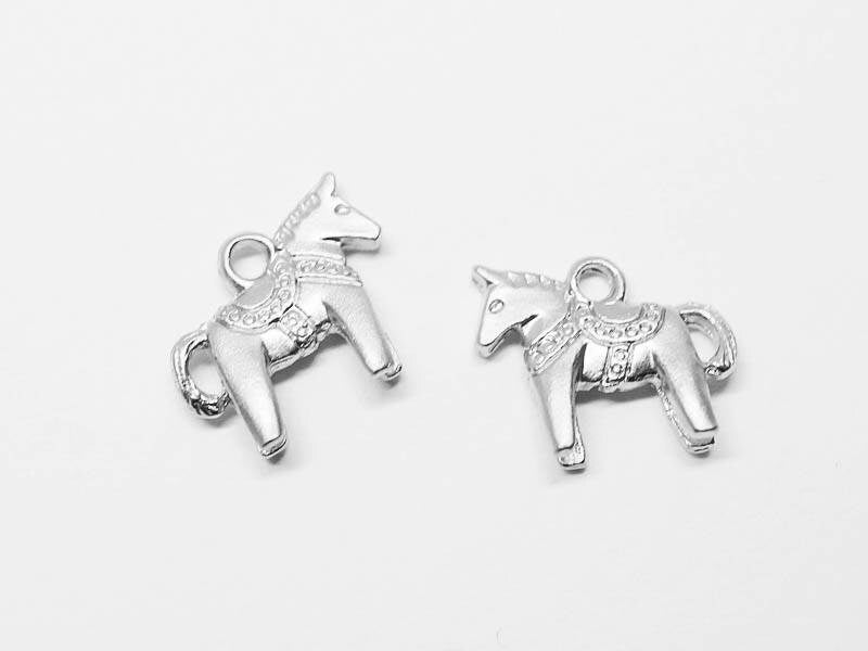 [P0637]4pcs/Hobbyhorse Pendant/Pewter/Matte Rhodium/14x12mm