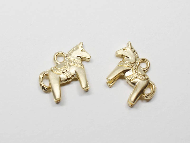 [P0637]4pcs/Hobbyhorse Pendant/Pewter/Matte Gold/14x12mm