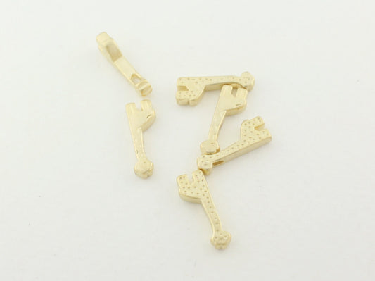 [P0063]2pcs/Giraffe Charm/Brass/Matte Gold/5x 14mm