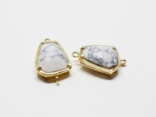 [P0644]2pcs/Trapezoid Bezeled  Gemstone Pendant Connector/Brass/Gold/10.5x16.5mm