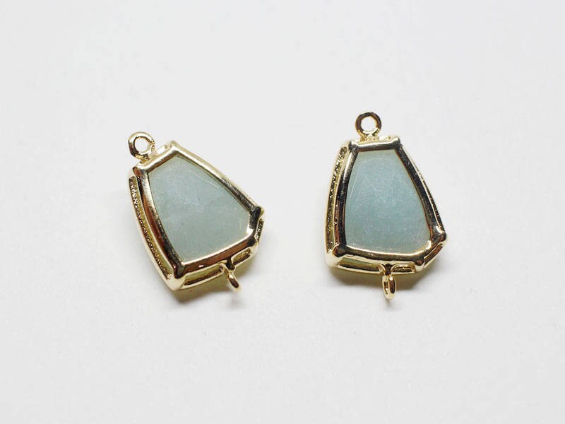 [P0644]2pcs/Trapezoid Bezeled  Gemstone Pendant Connector/Brass/Gold/10.5x16.5mm