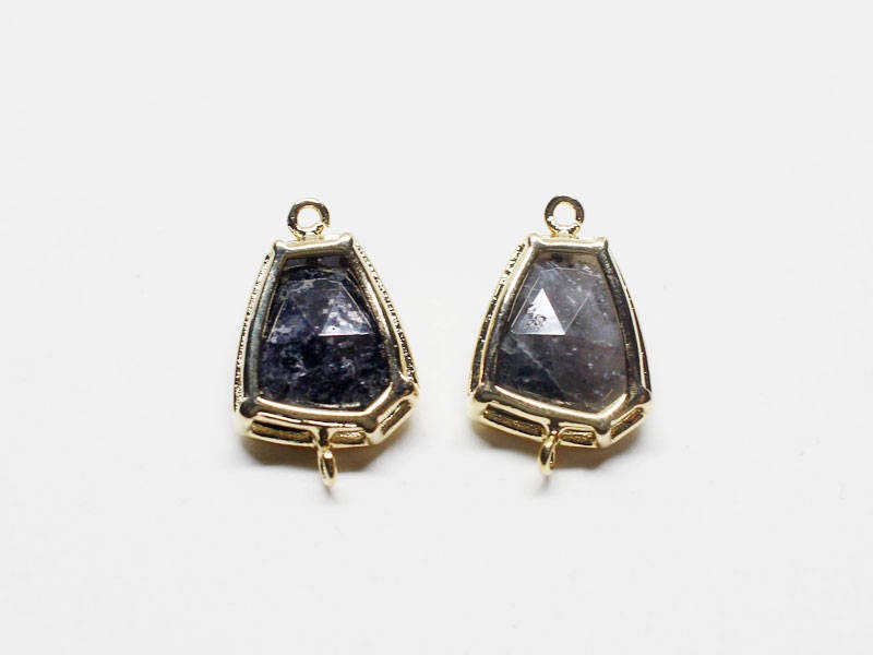 [P0644]2pcs/Trapezoid Bezeled  Gemstone Pendant Connector/Brass/Gold/10.5x16.5mm