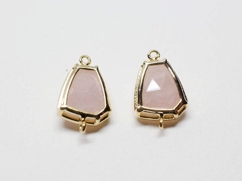 [P0644]2pcs/Trapezoid Bezeled  Gemstone Pendant Connector/Brass/Gold/10.5x16.5mm