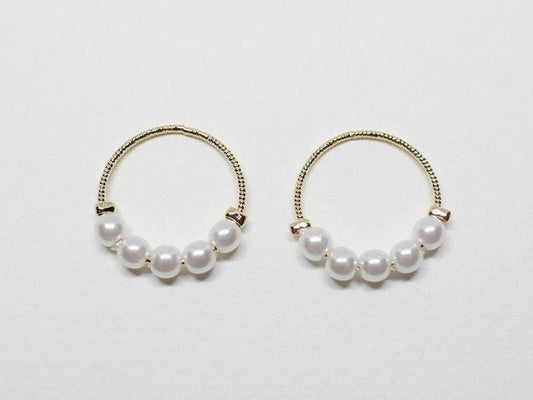 [P0648]2pcs/Circle Pearl Pendant/Brass/Gold/16.5mm