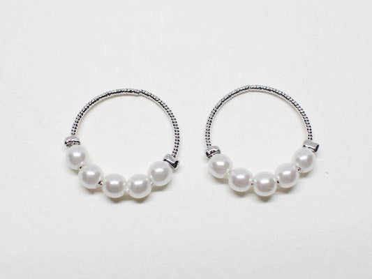 [P0648]2pcs/Circle Pearl Pendant/Brass/Rhodium/16.5mm