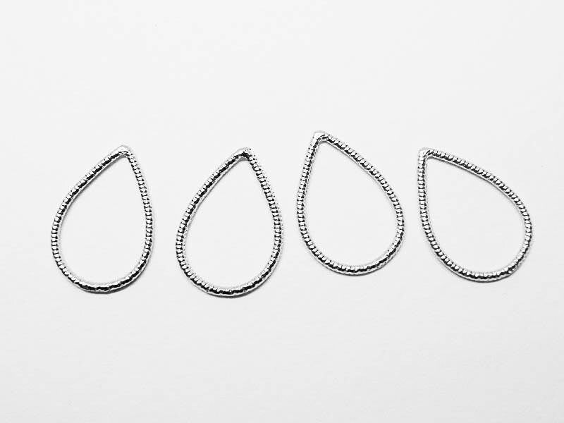 [P0649-1]4pcs/Textured Drop Pendant Small/Pewter/Rhodium/13.5x20mm