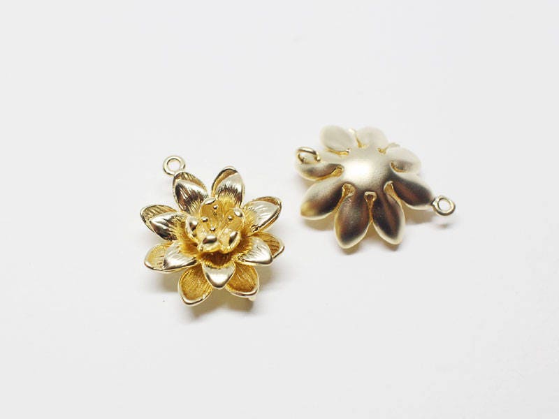 [P0650]2pcs/Flower Pendant/Brass/Matte Gold/20mm