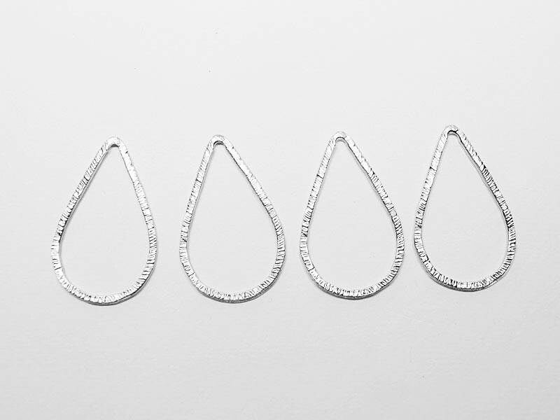 [P0651-2]4pcs/Angled Teardrop Pendant ConnectorLarge/Pewter/Matte Rhodium/20x33mm