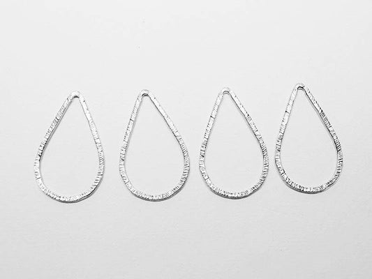 [P0651-2]4pcs/Angled Teardrop Pendant ConnectorLarge/Pewter/Matte Rhodium/20x33mm