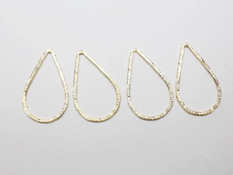 [P0651-2]4pcs/Angled Teardrop Pendant Connector Large/Pewter/Matte Gold/20x33mm