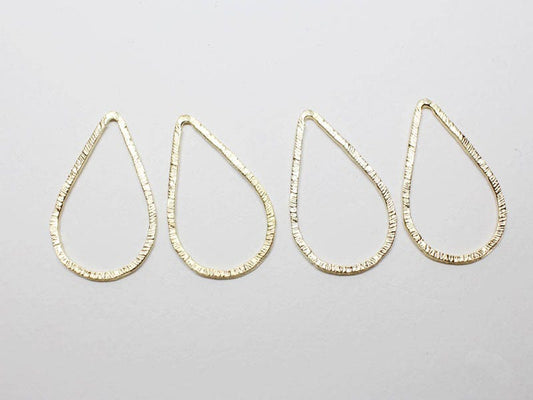 [P0651-2]4pcs/Angled Teardrop Pendant Connector Large/Pewter/Matte Gold/20x33mm