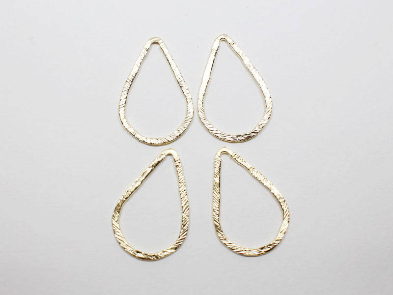 [P0651-3]4pcs/Angled Teardrop Pendant Connector Medium/Pewter/Matte Gold/18x27mm