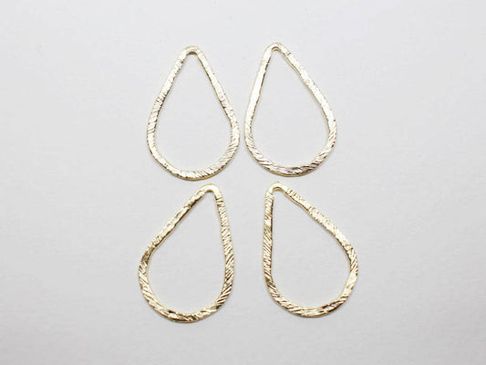 [P0651-3]4pcs/Angled Teardrop Pendant Connector Medium/Pewter/Matte Gold/18x27mm