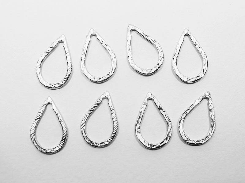 [P0651-4]4pcs/Angled Teardrop Pendant Connector Small/Pewter/Matte Rhodium/12x17mm