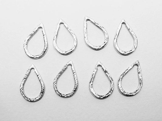 [P0651-4]4pcs/Angled Teardrop Pendant Connector Small/Pewter/Matte Rhodium/12x17mm