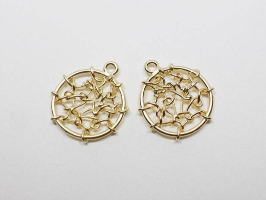 [P0652]2pcs/Dreamcatcher Pendant/Brass/Matte Gold/16x19mm