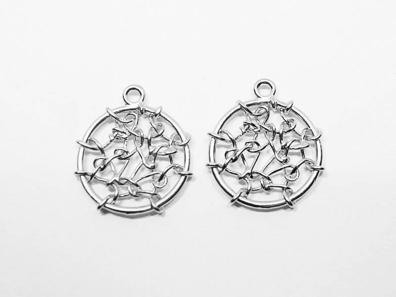 [P0652]2pcs/Dreamcatcher Pendant/Brass/Matte Rhodium/16x19mm