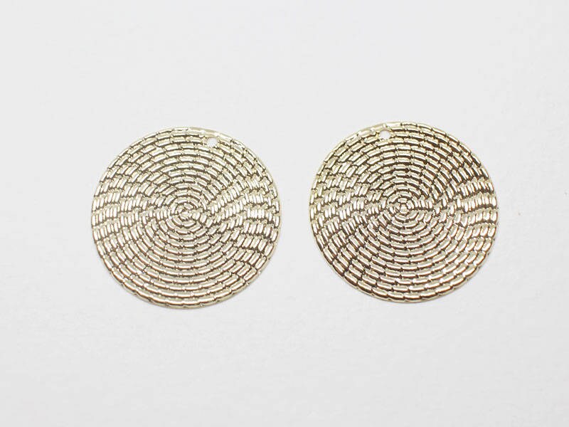 [P0656-1]4pcs/Medium Textured Circle Pendant/Steel/Gold/20mm