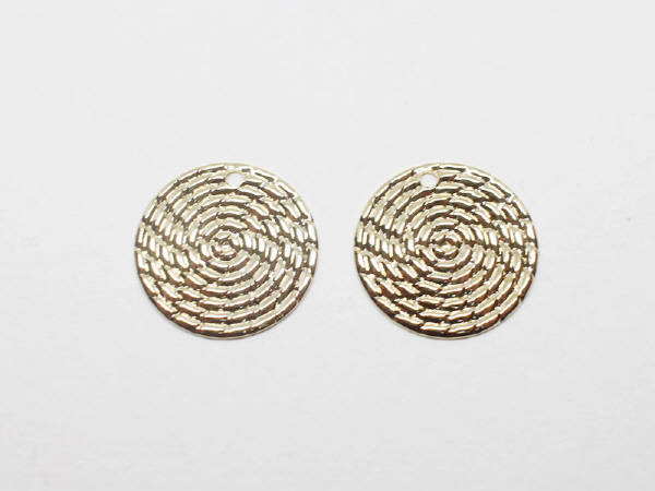 [P0656]4pcs/Small Textured Circle Pendant/Steel/Gold/15mm