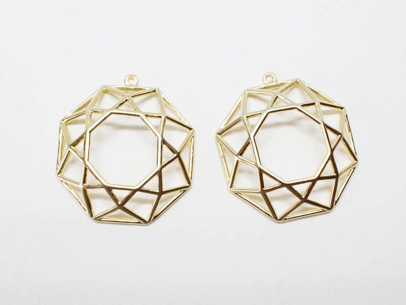 [P0658-1]2pcs/Net Circle Pendant/Brass/Matte Gold/24.5x27mm