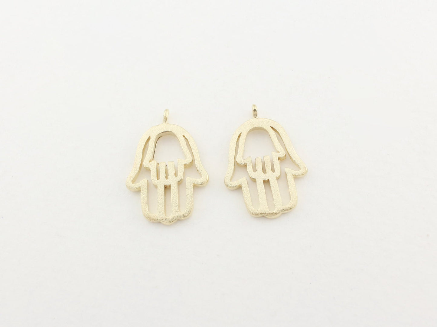 [P0066]2pcs/Hamsa Hand Pendant/Brass/Gold/12 x 17mm