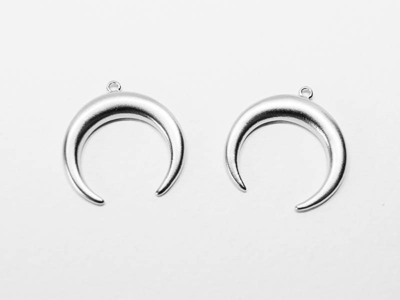 [P0660]2pcs/Horn Pendant/Brass/Matte Rhodium/16x16.5mm