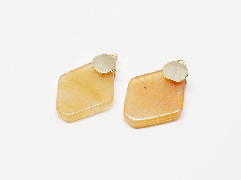 [P0662]2pcs/Rhombus Lapis Gemstone Pendant/Brass/Gold/11x17mm