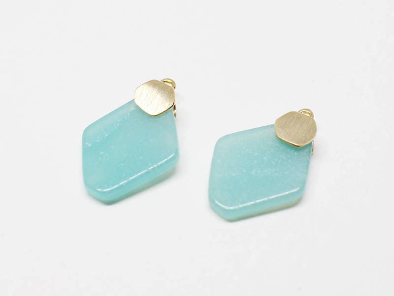 [P0662]2pcs/Rhombus Lapis Gemstone Pendant/Brass/Gold/11x17mm