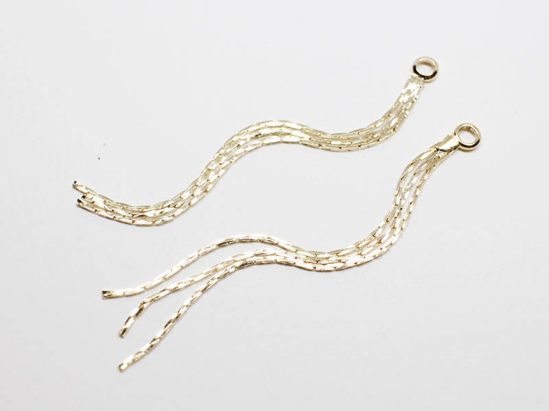 [P0663]2pcs/Chain Pendant for Earrings Small/Brass/Gold/3x63mm