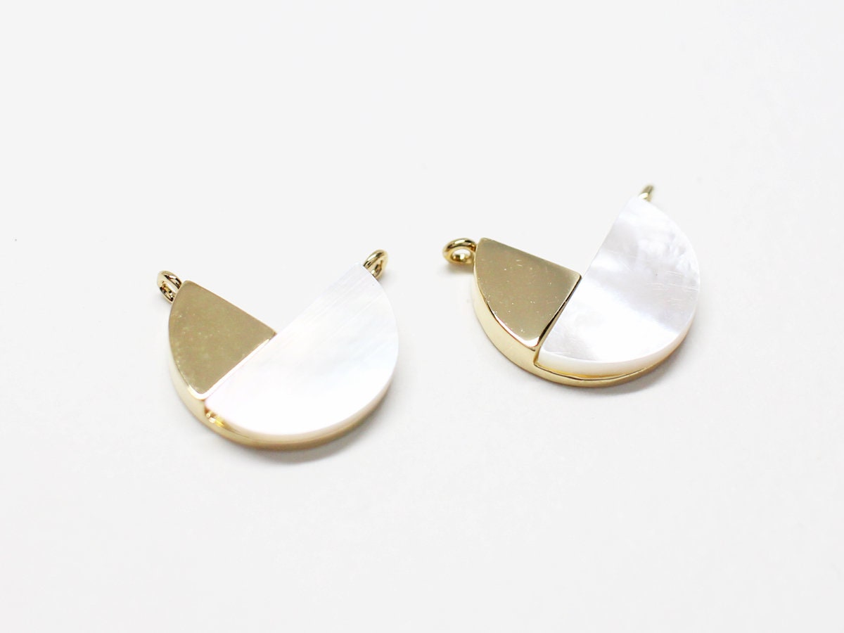 [P0664-6]2pcs/Open Circle White Mother Of Pearl Pendant/Brass/Gold/12.7x11.5mm